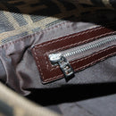 FENDI Zucca Canvas Mamma Baguette Shoulder Bag Black Brown Auth 178747V-22
