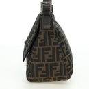 FENDI Zucca Canvas Mamma Baguette Shoulder Bag Black Brown Auth 178747V-3
