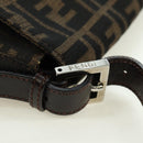 FENDI Zucca Canvas Mamma Baguette Shoulder Bag Black Brown Auth 178747V-9