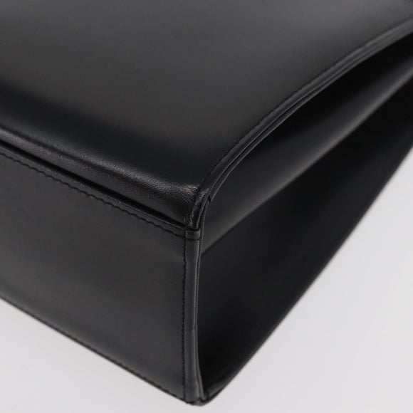 GIVENCHY Hand Bag Leather Black Gold Auth 178755