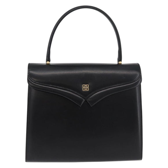 GIVENCHY Hand Bag Leather Black Gold Auth 178755