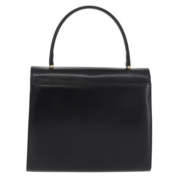 GIVENCHY Hand Bag Leather Black Gold Auth 178755