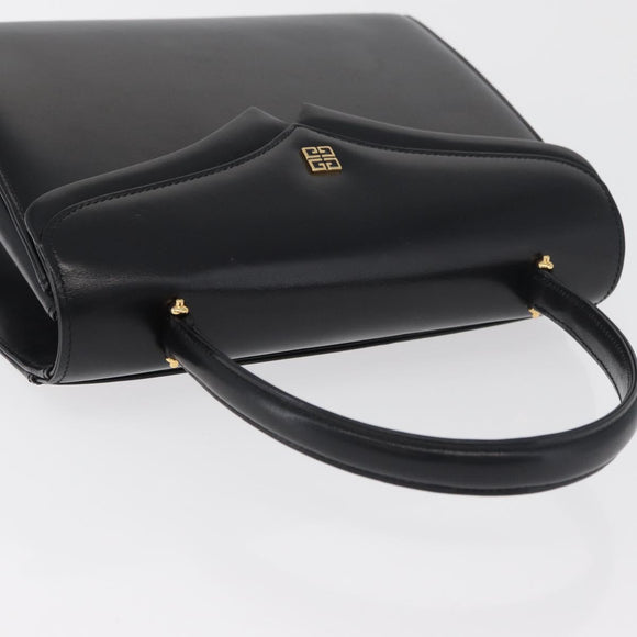 GIVENCHY Hand Bag Leather Black Gold Auth 178755
