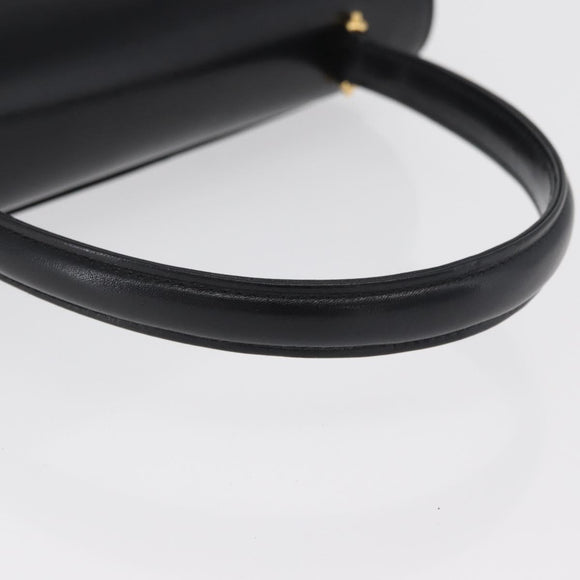 GIVENCHY Hand Bag Leather Black Gold Auth 178755