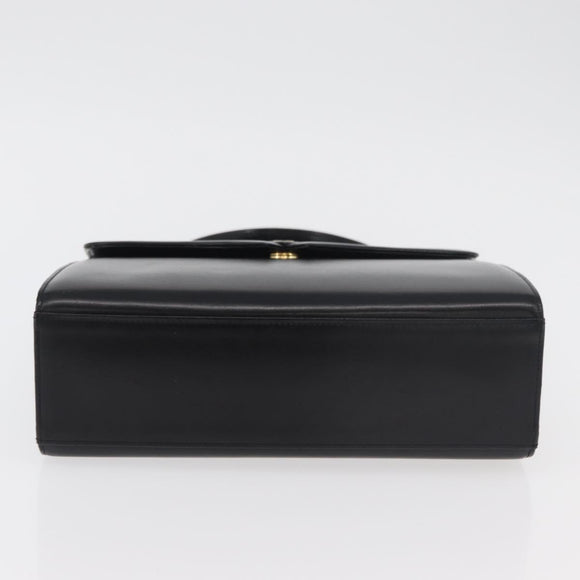 GIVENCHY Hand Bag Leather Black Gold Auth 178755