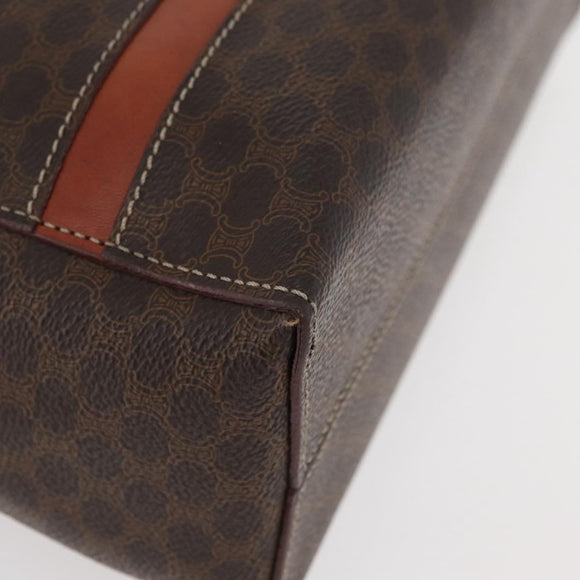 CELINE Macadam Canvas Hand Bag PVC Leather Brown Gold Auth 178762