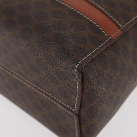 CELINE Macadam Canvas Hand Bag PVC Leather Brown Gold Auth 178762