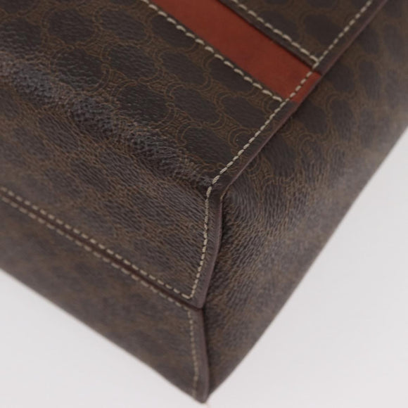 CELINE Macadam Canvas Hand Bag PVC Leather Brown Gold Auth 178762
