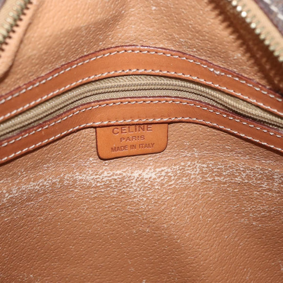 CELINE Macadam Canvas Hand Bag PVC Leather Brown Gold Auth 178762