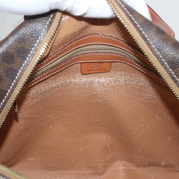 CELINE Macadam Canvas Hand Bag PVC Leather Brown Gold Auth 178762