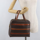 CELINE Macadam Canvas Hand Bag PVC Leather Brown Gold Auth 178762-24