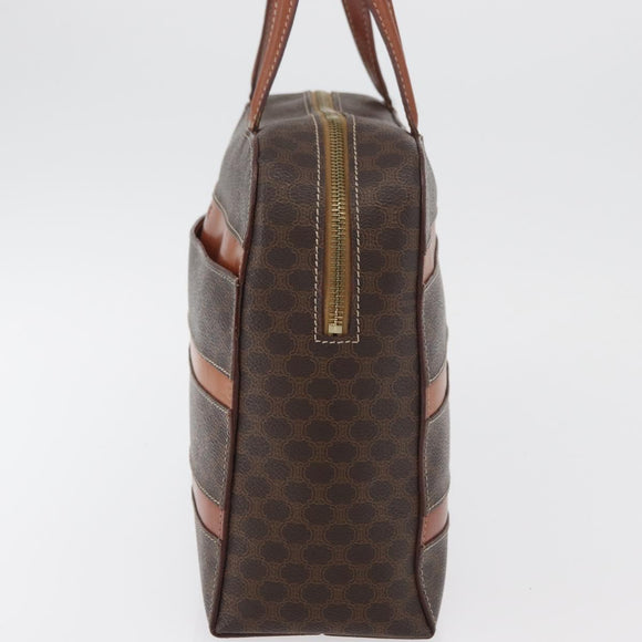 CELINE Macadam Canvas Hand Bag PVC Leather Brown Gold Auth 178762