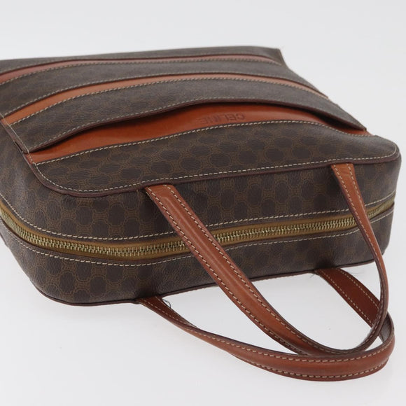 CELINE Macadam Canvas Hand Bag PVC Leather Brown Gold Auth 178762