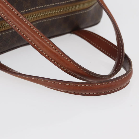CELINE Macadam Canvas Hand Bag PVC Leather Brown Gold Auth 178762