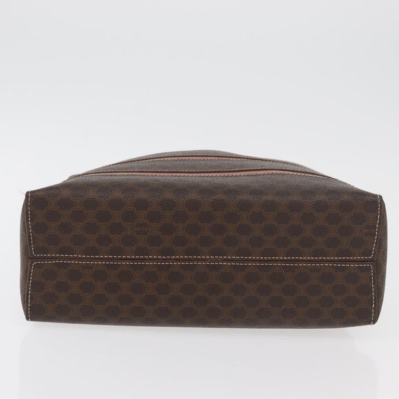 CELINE Macadam Canvas Hand Bag PVC Leather Brown Gold Auth 178762