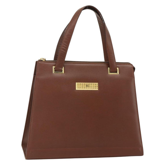 Christian Dior Hand Bag Leather Brown Gold Auth 178764