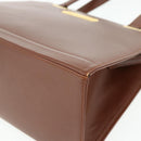Christian Dior Hand Bag Leather Brown Gold Auth 178764-10