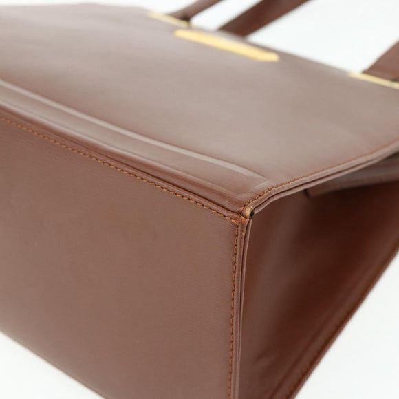 Christian Dior Hand Bag Leather Brown Gold Auth 178764
