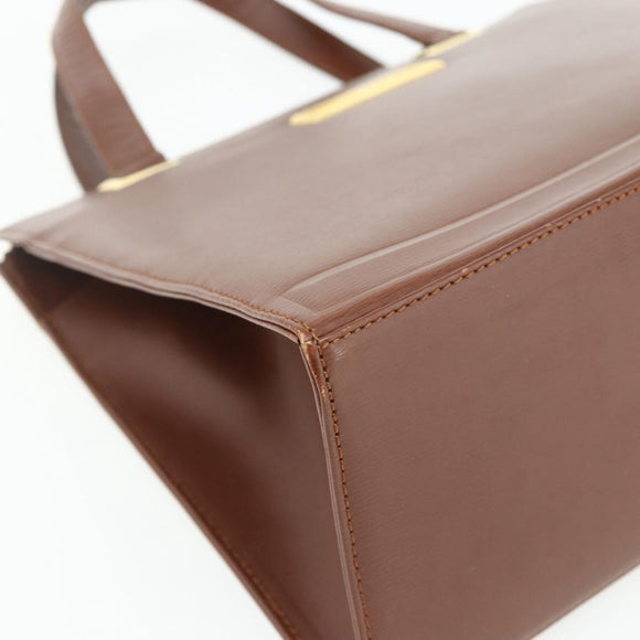 Christian Dior Hand Bag Leather Brown Gold Auth 178764