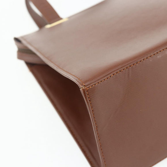 Christian Dior Hand Bag Leather Brown Gold Auth 178764