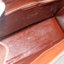 Christian Dior Hand Bag Leather Brown Gold Auth 178764-16