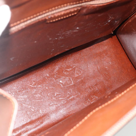 Christian Dior Hand Bag Leather Brown Gold Auth 178764