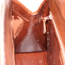 Christian Dior Hand Bag Leather Brown Gold Auth 178764-18