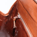 Christian Dior Hand Bag Leather Brown Gold Auth 178764-19