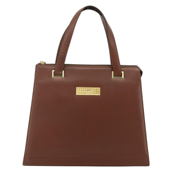 Christian Dior Hand Bag Leather Brown Gold Auth 178764