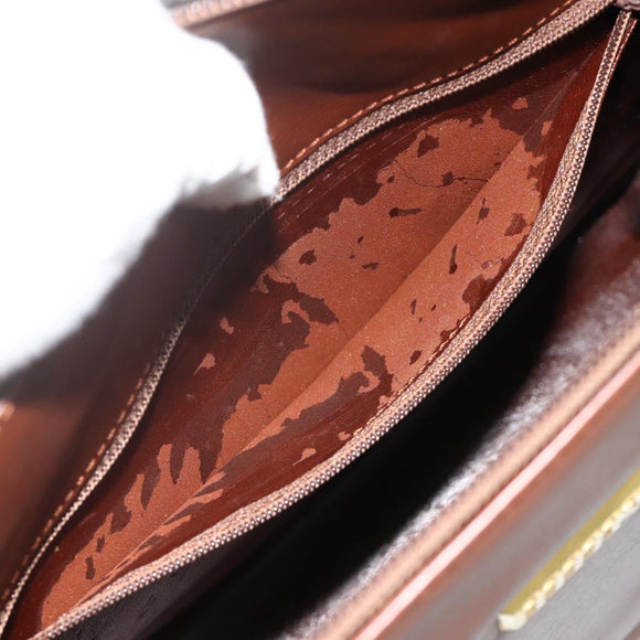 Christian Dior Hand Bag Leather Brown Gold Auth 178764