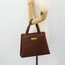 Christian Dior Hand Bag Leather Brown Gold Auth 178764-21