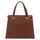 Christian Dior Hand Bag Leather Brown Gold Auth 178764-3