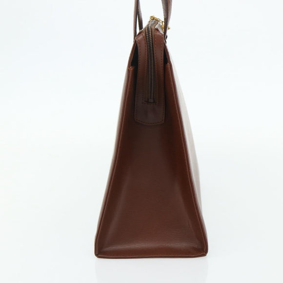 Christian Dior Hand Bag Leather Brown Gold Auth 178764