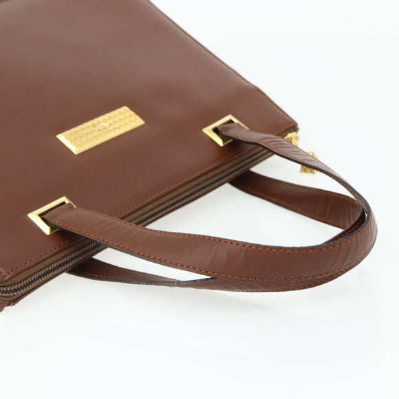 Christian Dior Hand Bag Leather Brown Gold Auth 178764