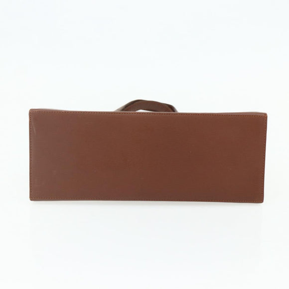 Christian Dior Hand Bag Leather Brown Gold Auth 178764