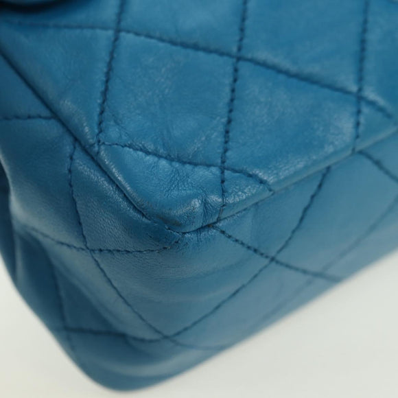 CHANEL Matelasse23 Chain Shoulder Bag Lamb Skin Blue Gold CC Auth 178769V