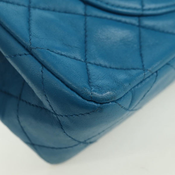 CHANEL Matelasse23 Chain Shoulder Bag Lamb Skin Blue Gold CC Auth 178769V