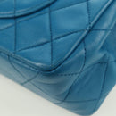 CHANEL Matelasse23 Chain Shoulder Bag Lamb Skin Blue Gold CC Auth 178769V-17