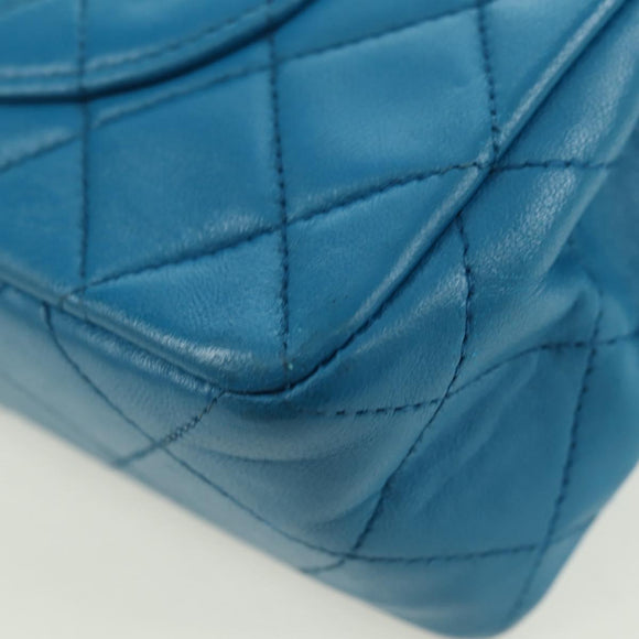 CHANEL Matelasse23 Chain Shoulder Bag Lamb Skin Blue Gold CC Auth 178769V