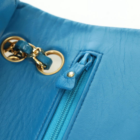 CHANEL Matelasse23 Chain Shoulder Bag Lamb Skin Blue Gold CC Auth 178769V