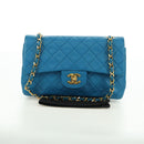 CHANEL Matelasse23 Chain Shoulder Bag Lamb Skin Blue Gold CC Auth 178769V-12