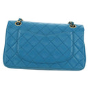 CHANEL Matelasse23 Chain Shoulder Bag Lamb Skin Blue Gold CC Auth 178769V-2