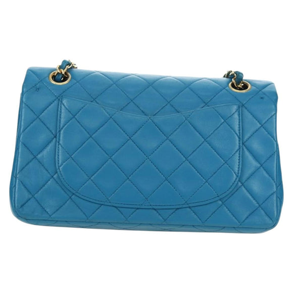 CHANEL Matelasse23 Chain Shoulder Bag Lamb Skin Blue Gold CC Auth 178769V