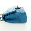 CHANEL Matelasse23 Chain Shoulder Bag Lamb Skin Blue Gold CC Auth 178769V-3
