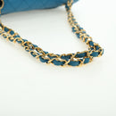 CHANEL Matelasse23 Chain Shoulder Bag Lamb Skin Blue Gold CC Auth 178769V-7