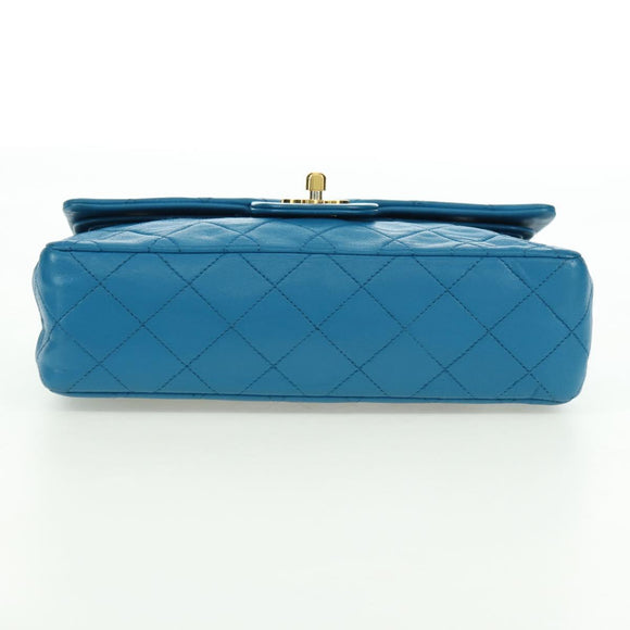 CHANEL Matelasse23 Chain Shoulder Bag Lamb Skin Blue Gold CC Auth 178769V