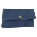 CHANEL Clutch Bag Denim Blue Silver CC Auth 178770SAV-1