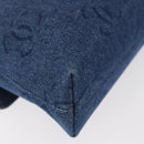 CHANEL Clutch Bag Denim Blue Silver CC Auth 178770SAV-10
