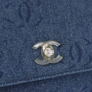 CHANEL Clutch Bag Denim Blue Silver CC Auth 178770SAV-12