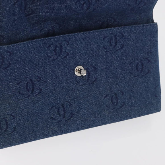CHANEL Clutch Bag Denim Blue Silver CC Auth 178770SAV